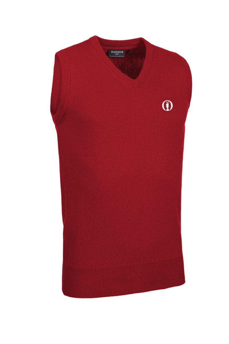 The Open Mens V Neck Lambswool Midweight Golf Slipover