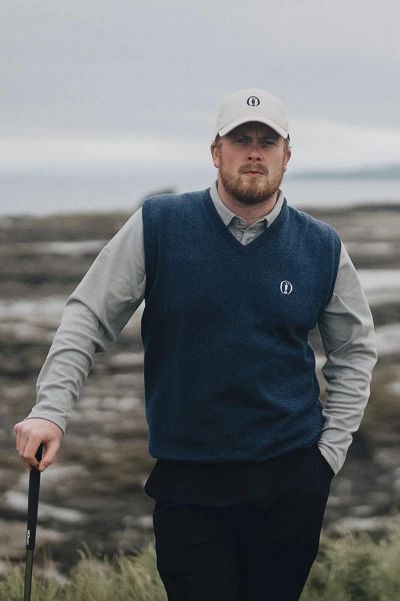 The Open Mens V Neck Lambswool Midweight Golf Slipover
