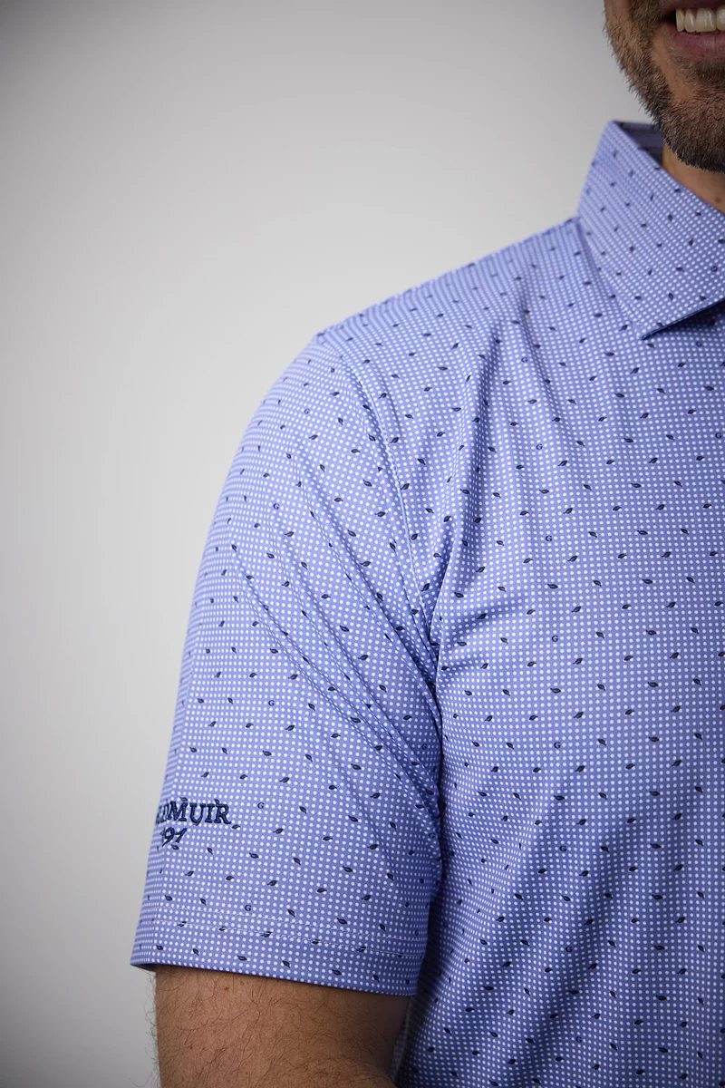 Mens Polka Dot Leaf Print Performance Golf Shirt Mens Polka Dot Leaf Print Performance Golf Shirt