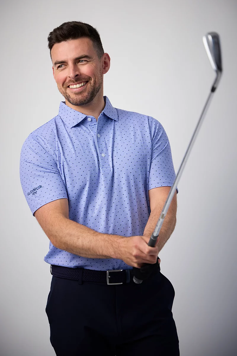 Mens Polka Dot Leaf Print Performance Golf Shirt Mens Polka Dot Leaf Print Performance Golf Shirt