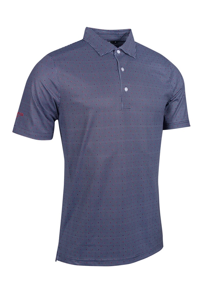 Mens Polka Dot Leaf Print Performance Golf Shirt