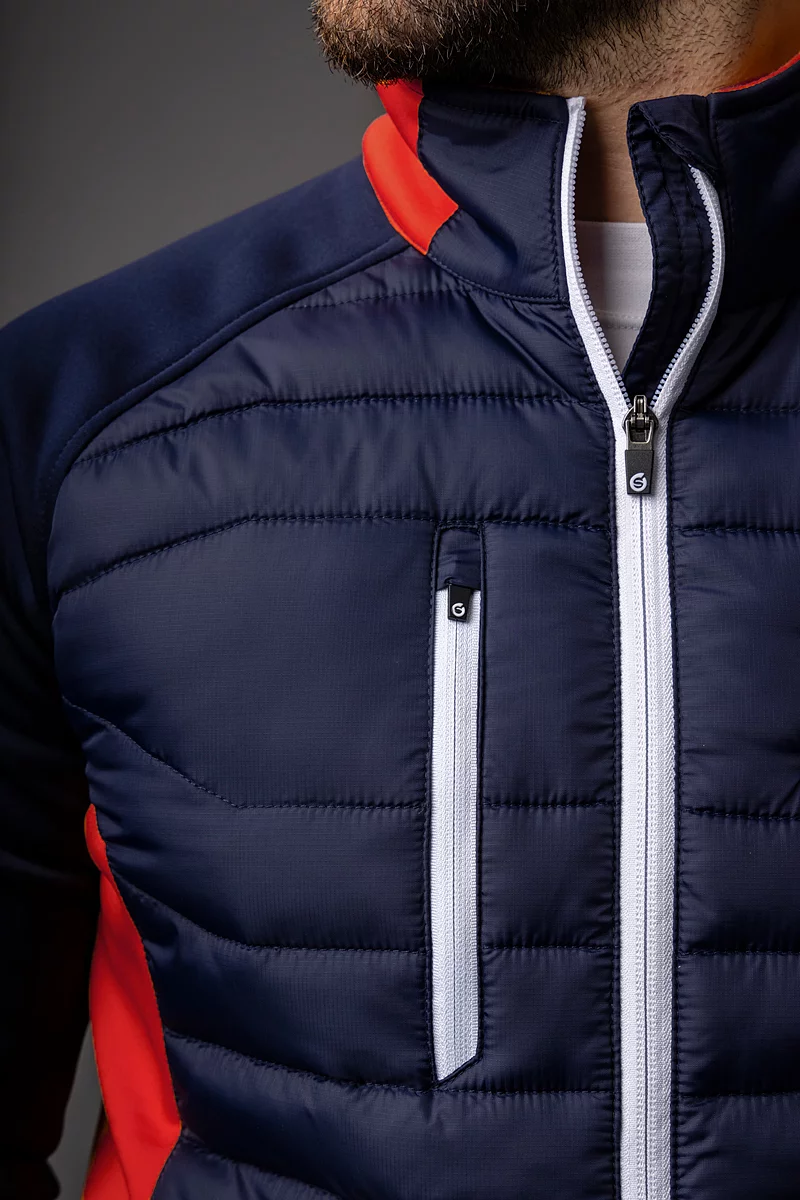 Mens Full Zip Padded Stretch Panel and Sleeves Performance Golf Jacket Sale