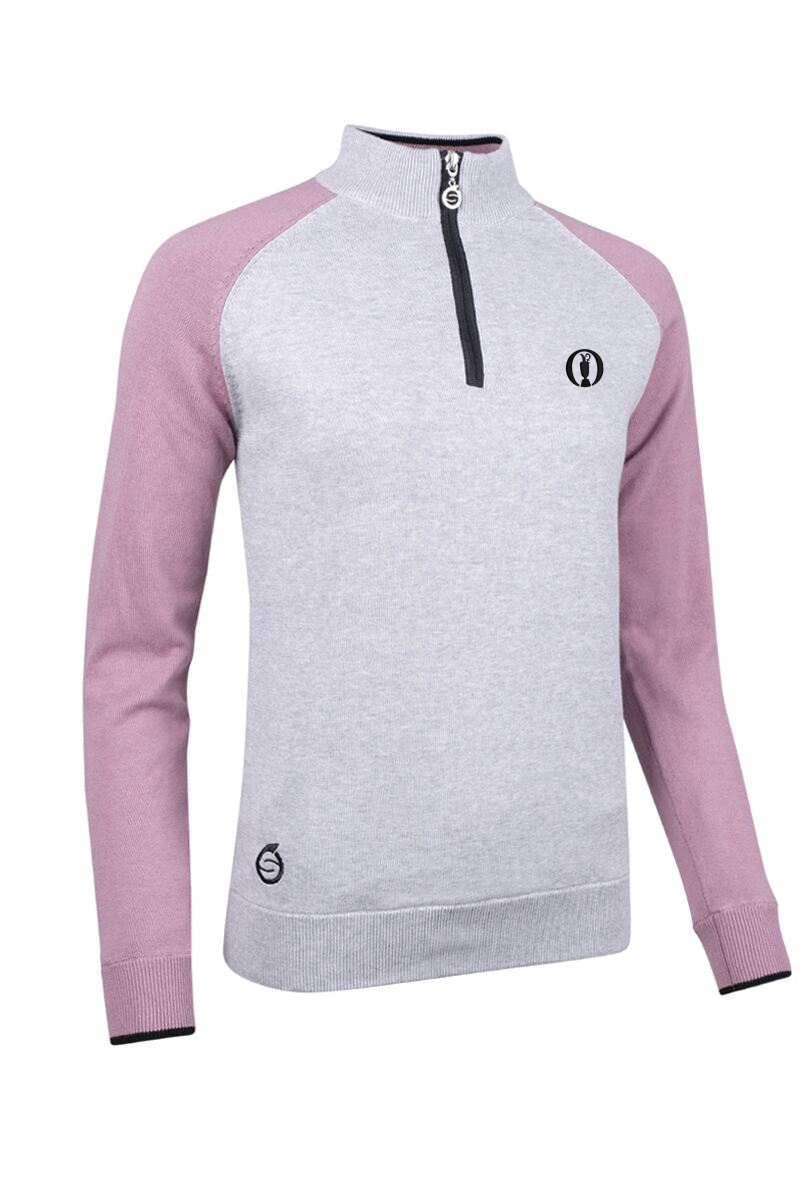 The Open Ladies Quarter Zip Cotton Lined Heavyweight Golf Sweater