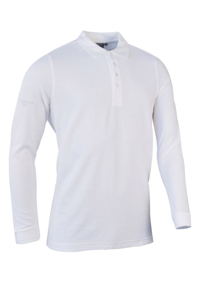 Glenmuir Mens Long Sleeve Pique Golf Polo Shirt