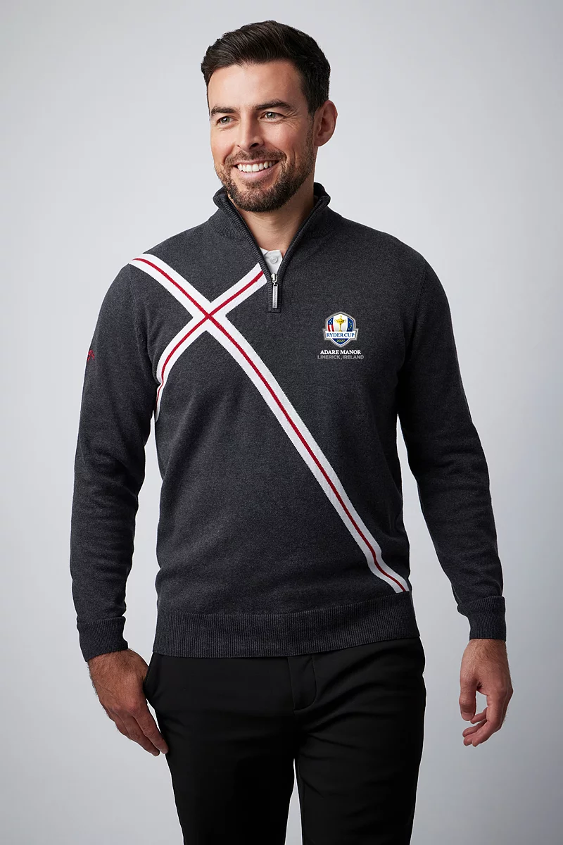 Official Ryder Cup 2027 Mens Cross Cotton Bracken Golf Sweater