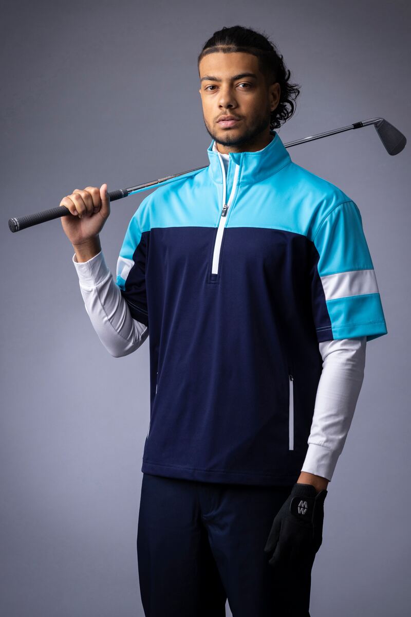 Mens Zip Half Sleeved Golf Windshirt