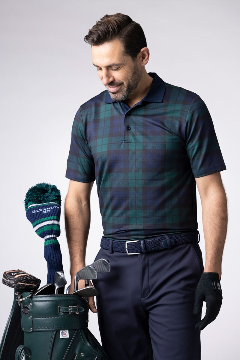 g.CRAWFORD Mens Printed Performance Golf Shirt
