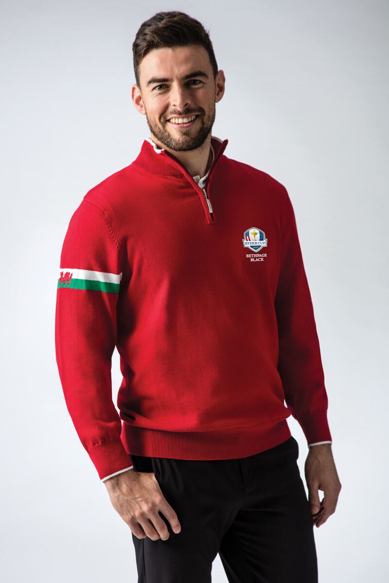 Official Ryder Cup 2025 Mens Welsh Flag Cotton Dragon Golf Jumper