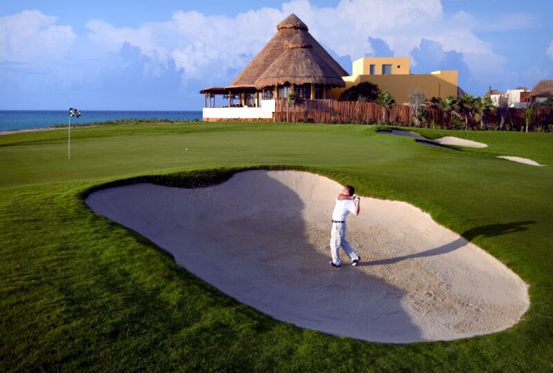 El Camaleon – The stunning Caribbean sea is the perfect back drop to the unique El Camaleón course El Camaleon – The stunning Caribbean sea is the perfect back drop to the unique El Camaleón course