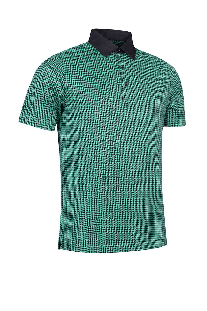 g.ERSKINE Mens Micro Houndstooth Mercerised Cotton Luxury Golf Shirt