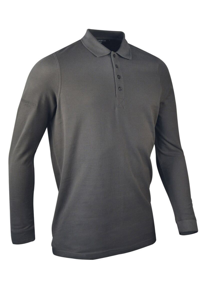 Glenmuir Mens Long Sleeve Pique Golf Polo Shirt