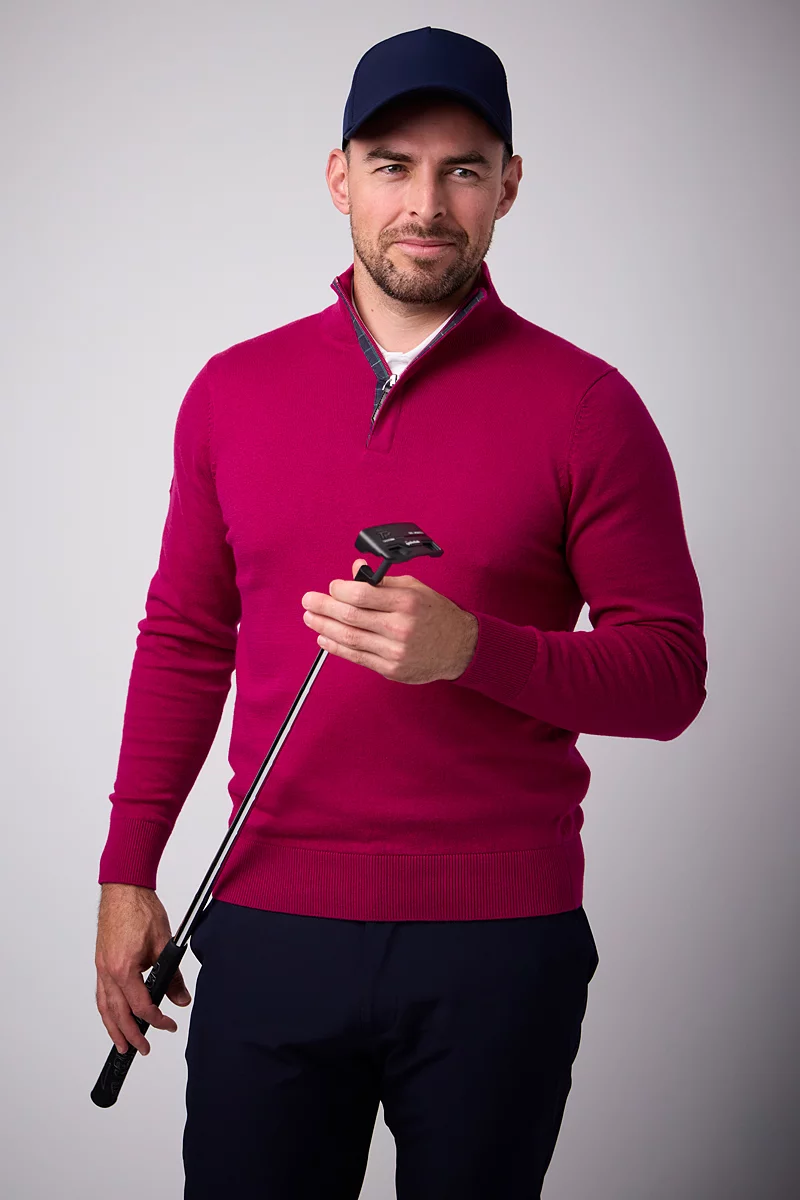 Mens Zip Cashmere George Golf Sweater