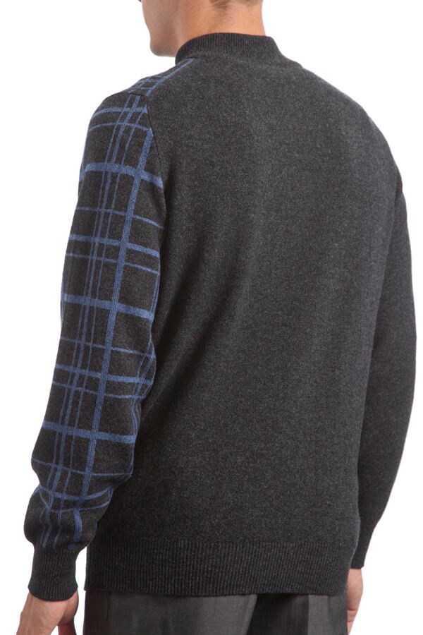 Mens Glenmuir Heritage Checkered Grid Zip Neck Classic Fit Sweater