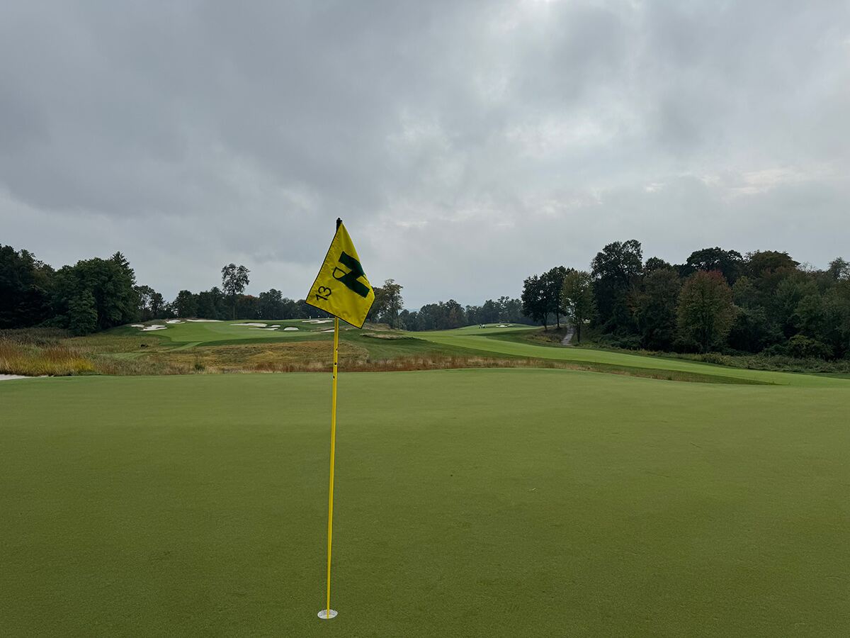 The thirteenth hole at Hudson National Golf Club