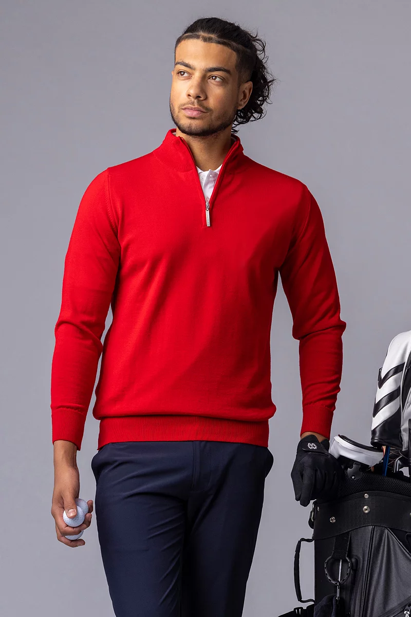 Mens Quarter Zip Merino Jasper Golf Sweater