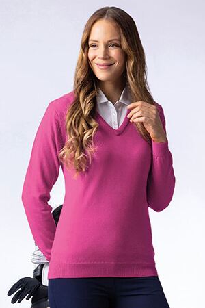 g.DARCY Ladies V Neck Cotton Golf Sweater