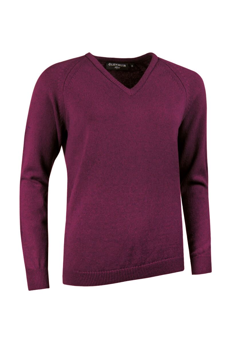 Lades Lambswool Blend V Neck Golf Sweater