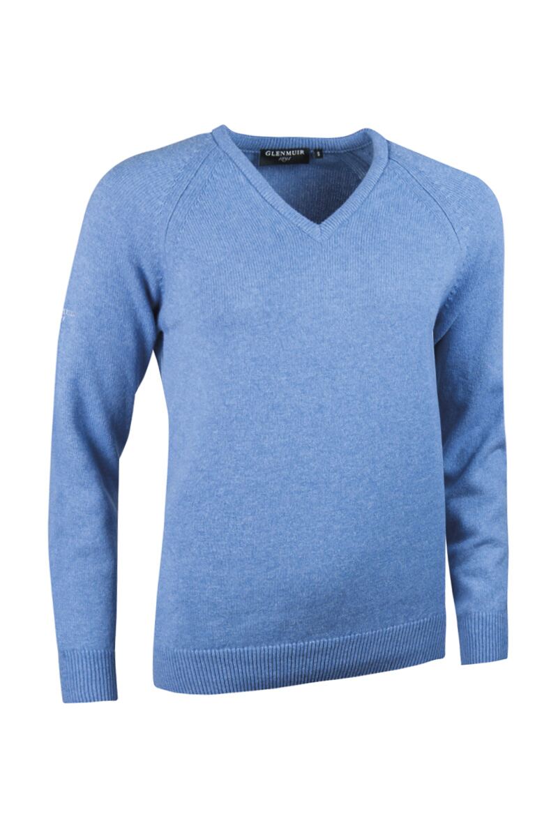 Lades Lambswool Blend V Neck Golf Sweater