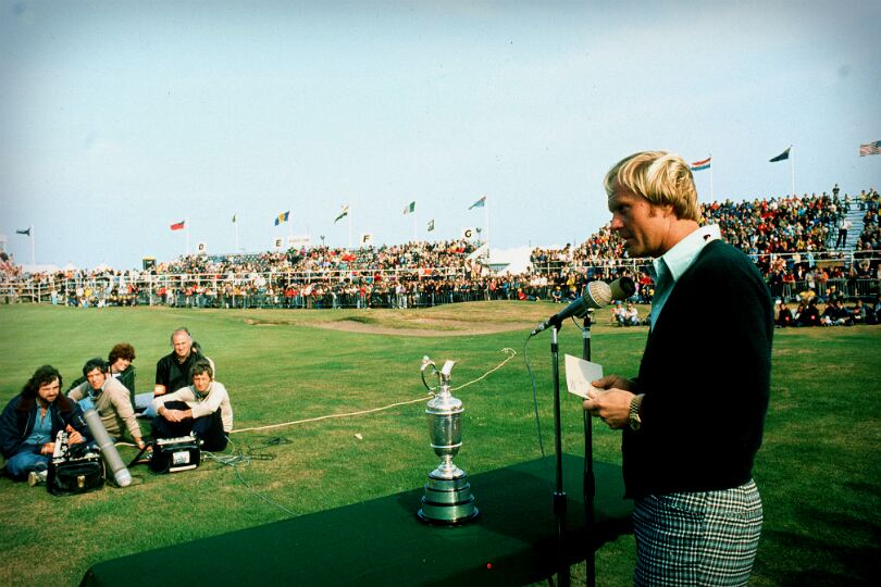 Jack Nicklaus collecting one of his 18 championship trophies / PA Images Jack Nicklaus collecting one of his 18 championship trophies / PA Images