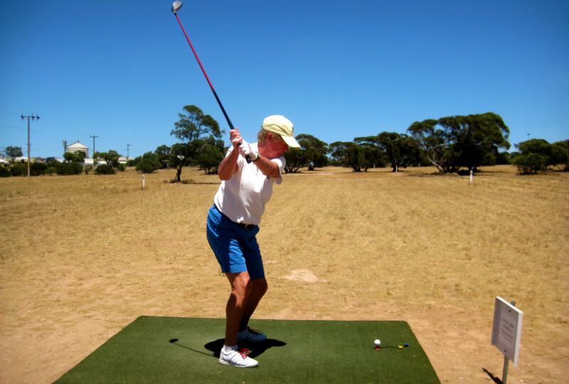 Teeing off into the Australian outback at the Nullarbor Links Teeing off into the Australian outback at the Nullarbor Links