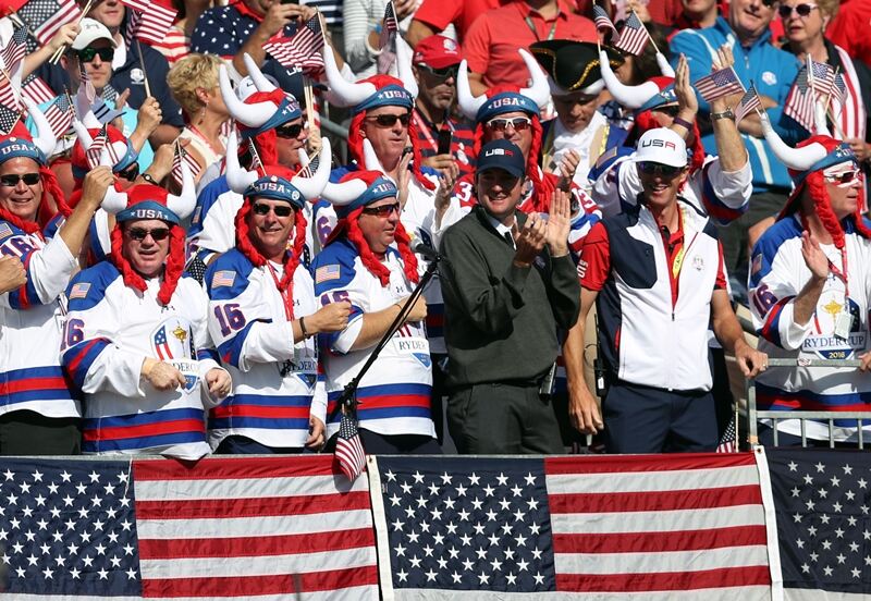 Bubba Watson embraces the rowdy American supporters. David Davies/PA Archive Bubba Watson embraces the rowdy American supporters. David Davies/PA Archive