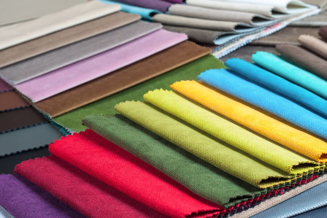 Textile samples in a range of colours