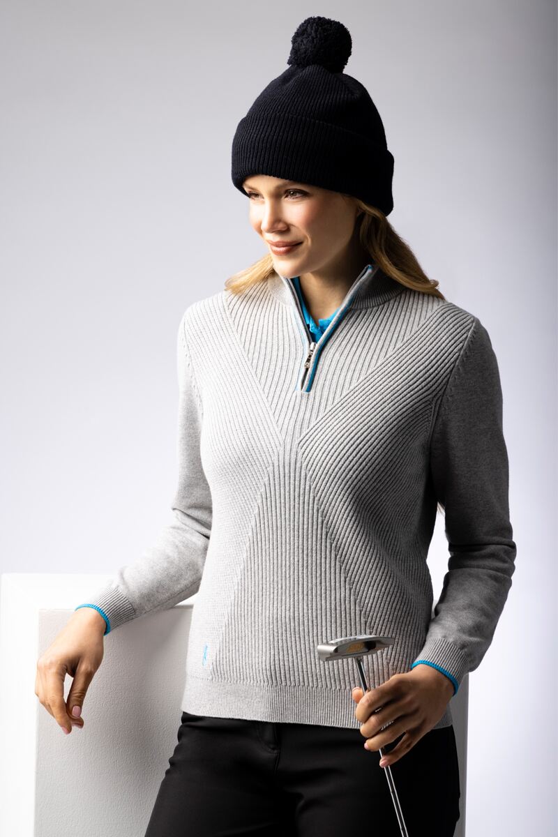 Ladies Zip Cashmere Thea Golf Sweater