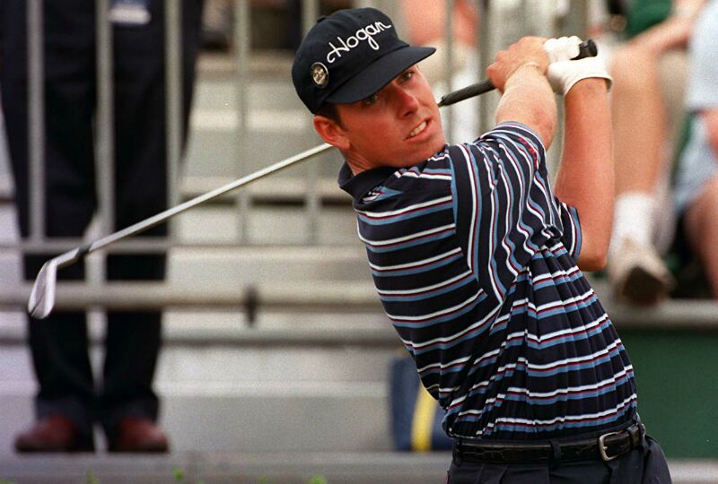 Justin Leonard swings to victory in 1997. Photo by Chris 