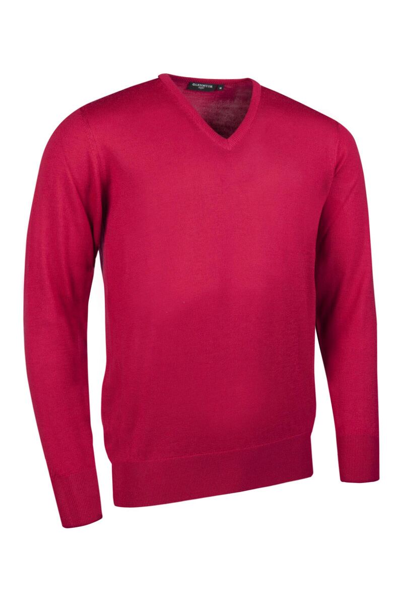 Glenmuir Mens V Neck Merino Wool Golf Sweater